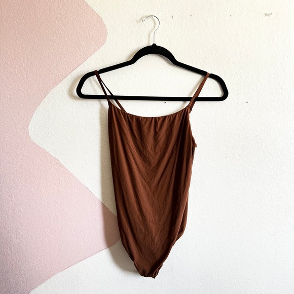 aerie Tops - Aerie‎ Smoothez Bodysuit Womens Large Brown Smooth Buttery Soft
